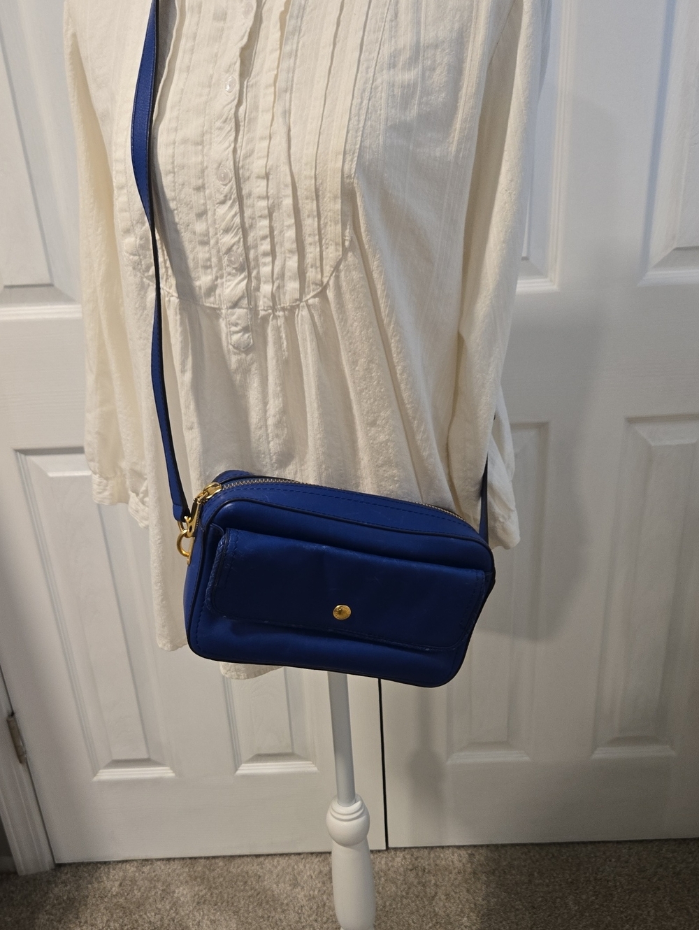 Cole Haan Royal Blue Crossbody Bag with Gold Hardware